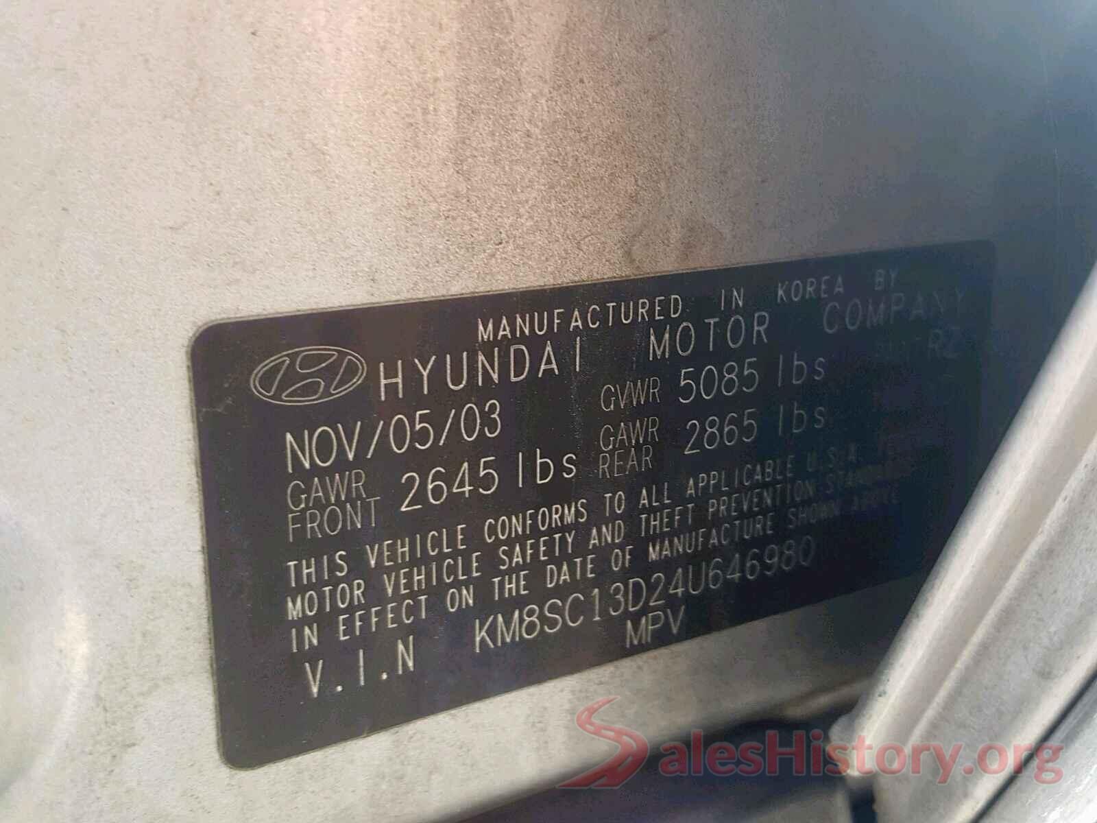 5NPE24AF8KH798926 2004 HYUNDAI SANTA FE