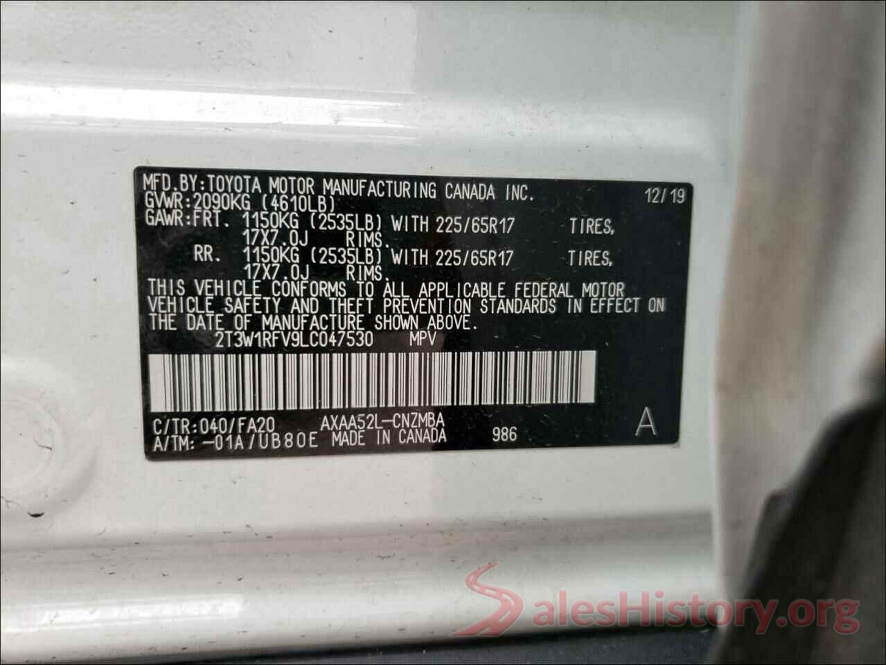 2T3W1RFV9LC047530 2020 TOYOTA RAV4