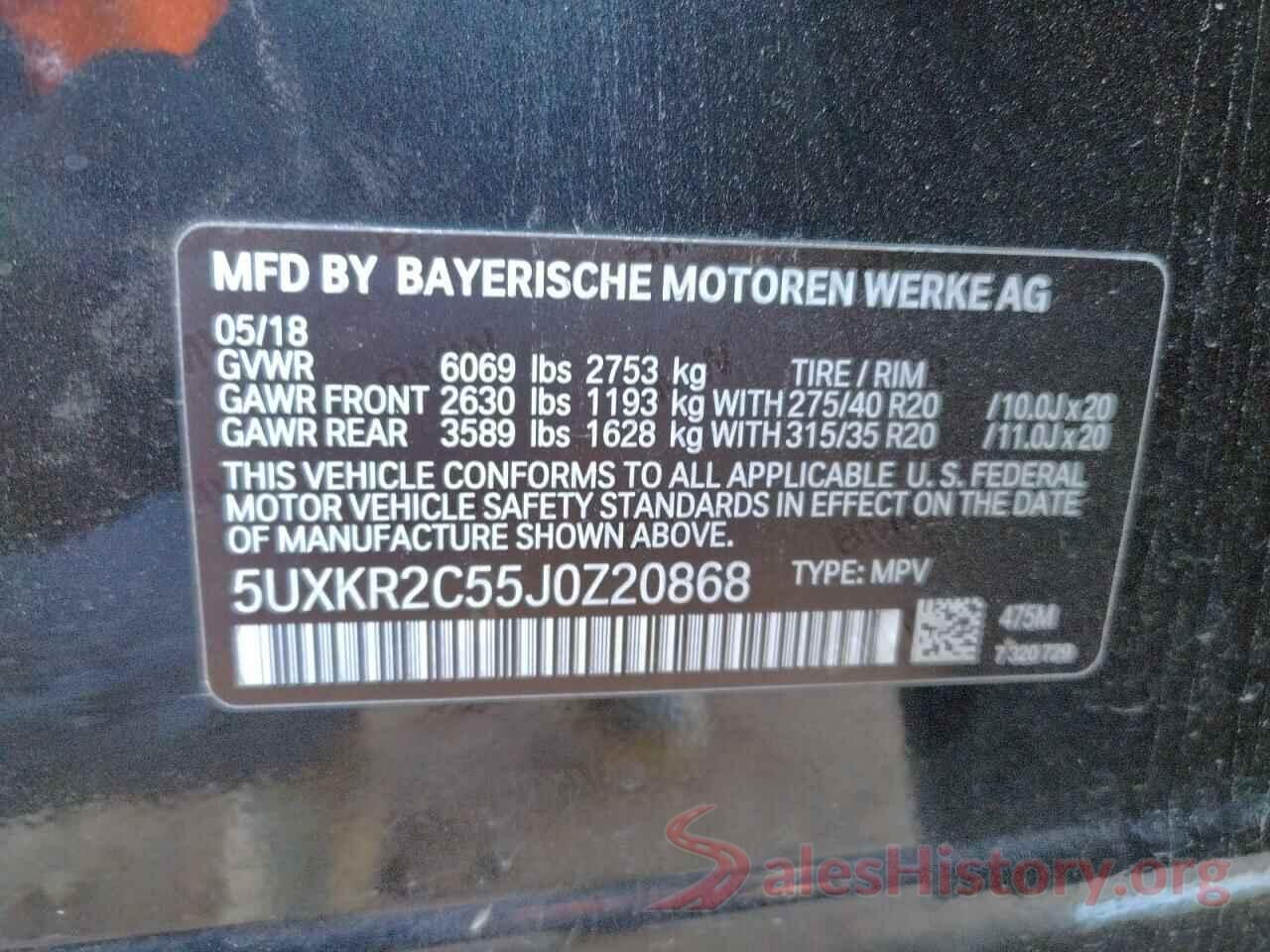 5UXKR2C55J0Z20868 2018 BMW X5