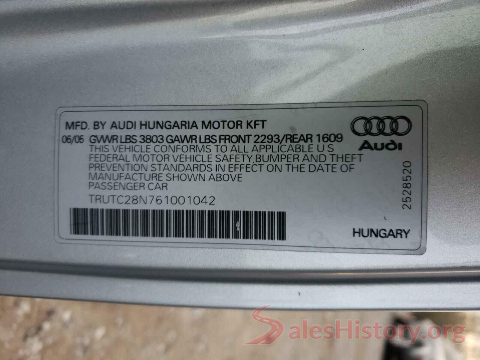 1FMCU0GX6GUA73960 2006 AUDI TT