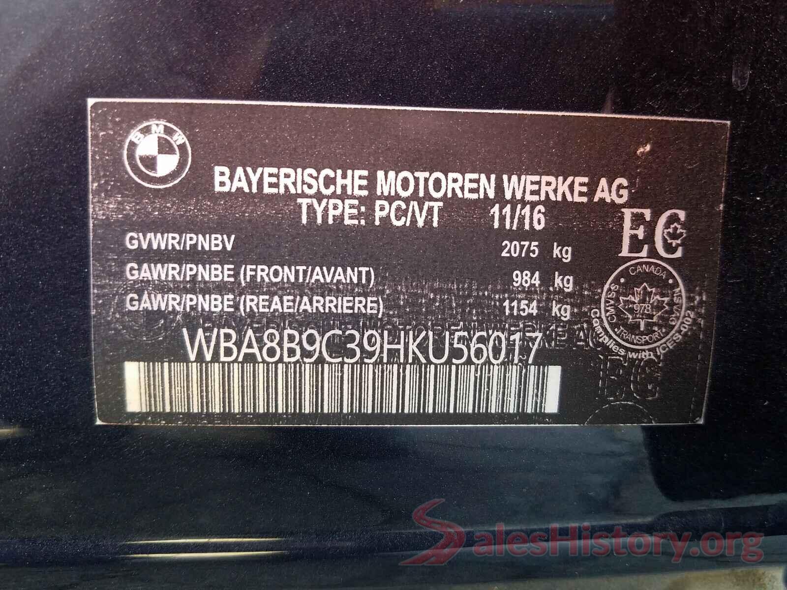 WBA8B9C39HKU56017 2017 BMW 3 SERIES