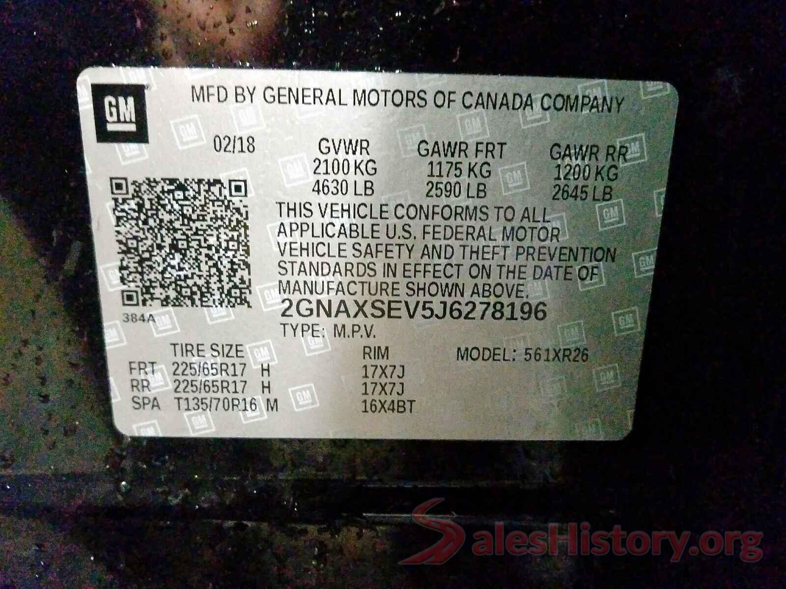 5YFEPMAE6MP206468 2018 CHEVROLET EQUINOX