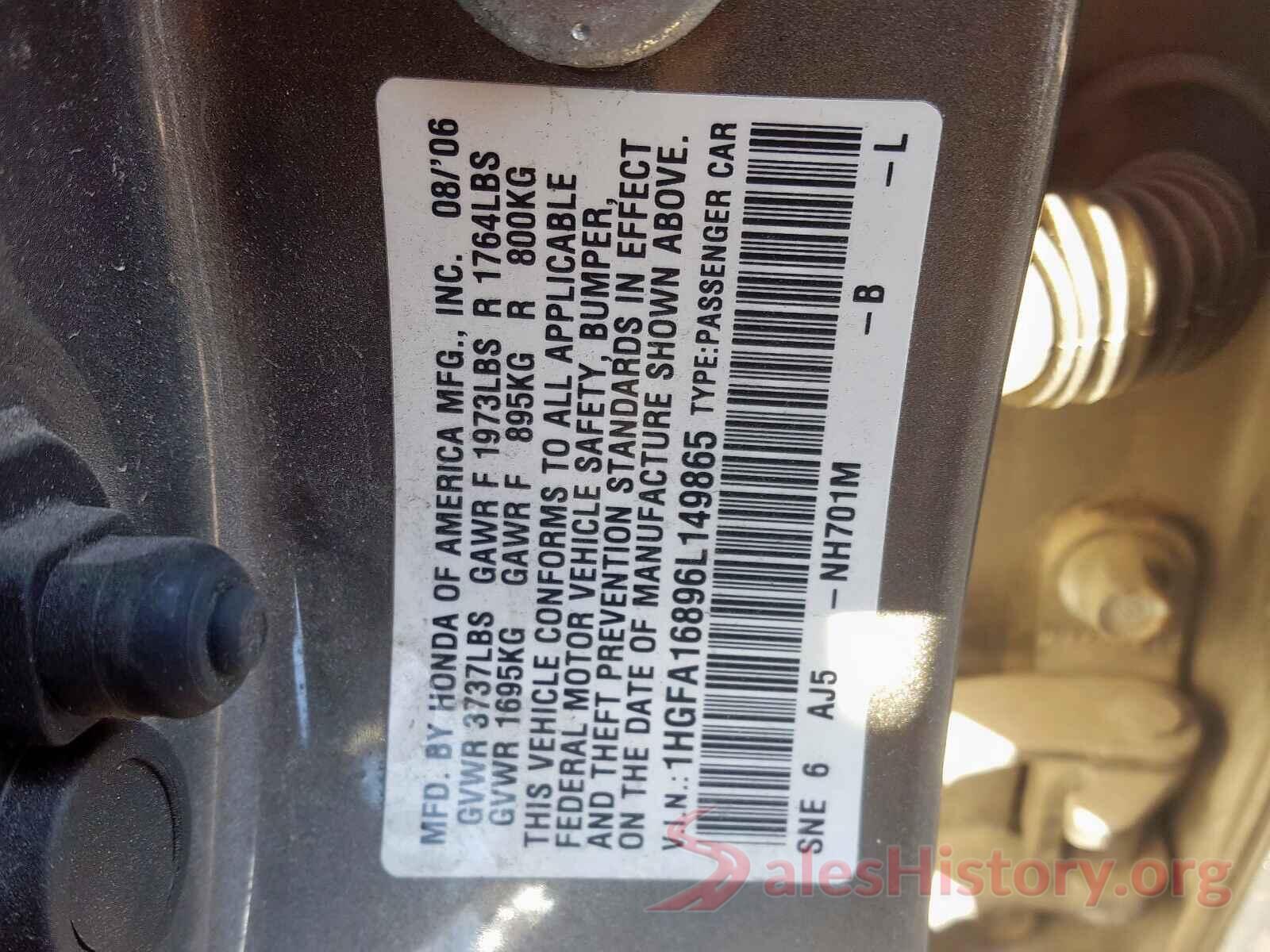 5YFEPMAE4MP183966 2006 HONDA CIVIC