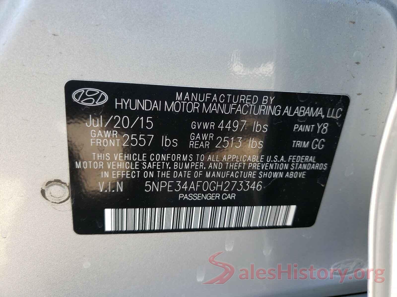 5NPE34AF0GH273346 2016 HYUNDAI SONATA