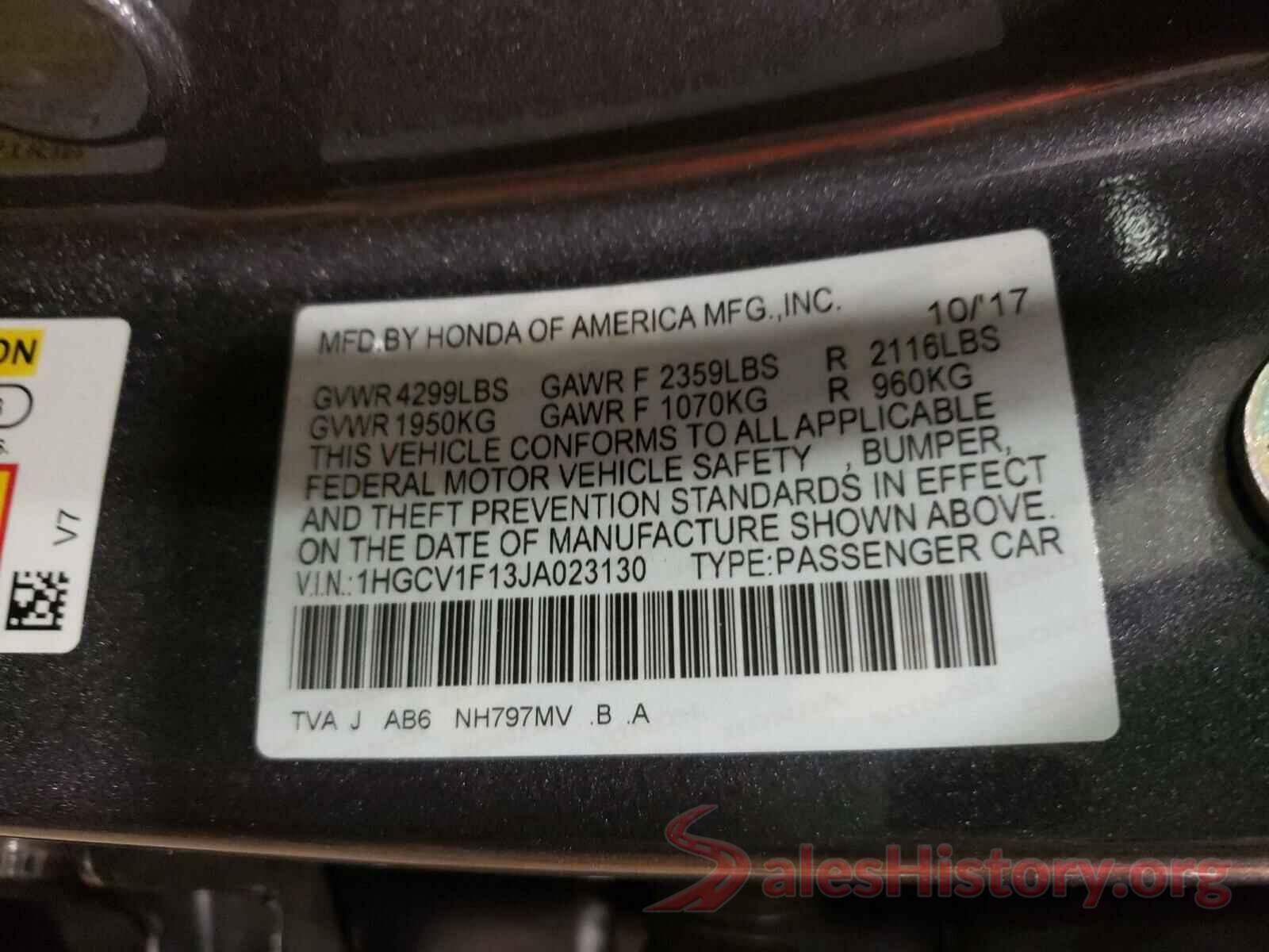 1HGCV1F13JA023130 2018 HONDA ACCORD