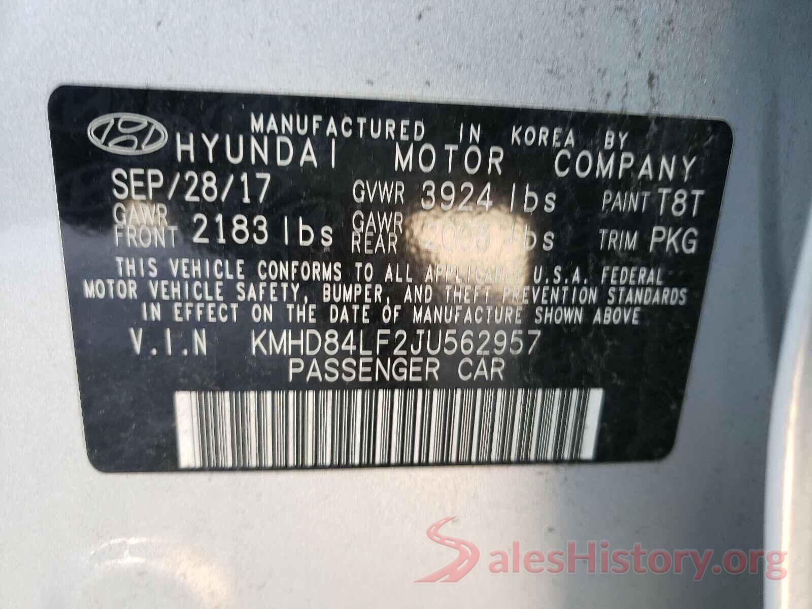 KMHD84LF2JU562957 2018 HYUNDAI ELANTRA