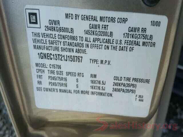 3N1AB8DV6MY251896 2001 CHEVROLET TAHOE