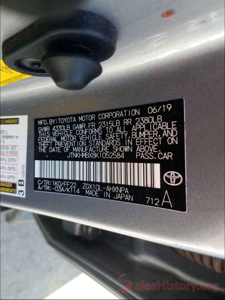 JTNKHMBX8K1052584 2019 TOYOTA C-HR