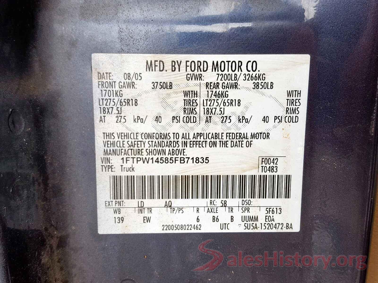 5NPD84LF9KH428544 2005 FORD F150