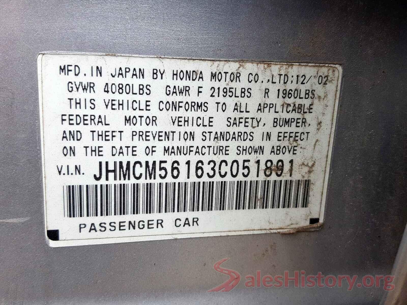 19XFC2F62KE018986 2003 HONDA ACCORD