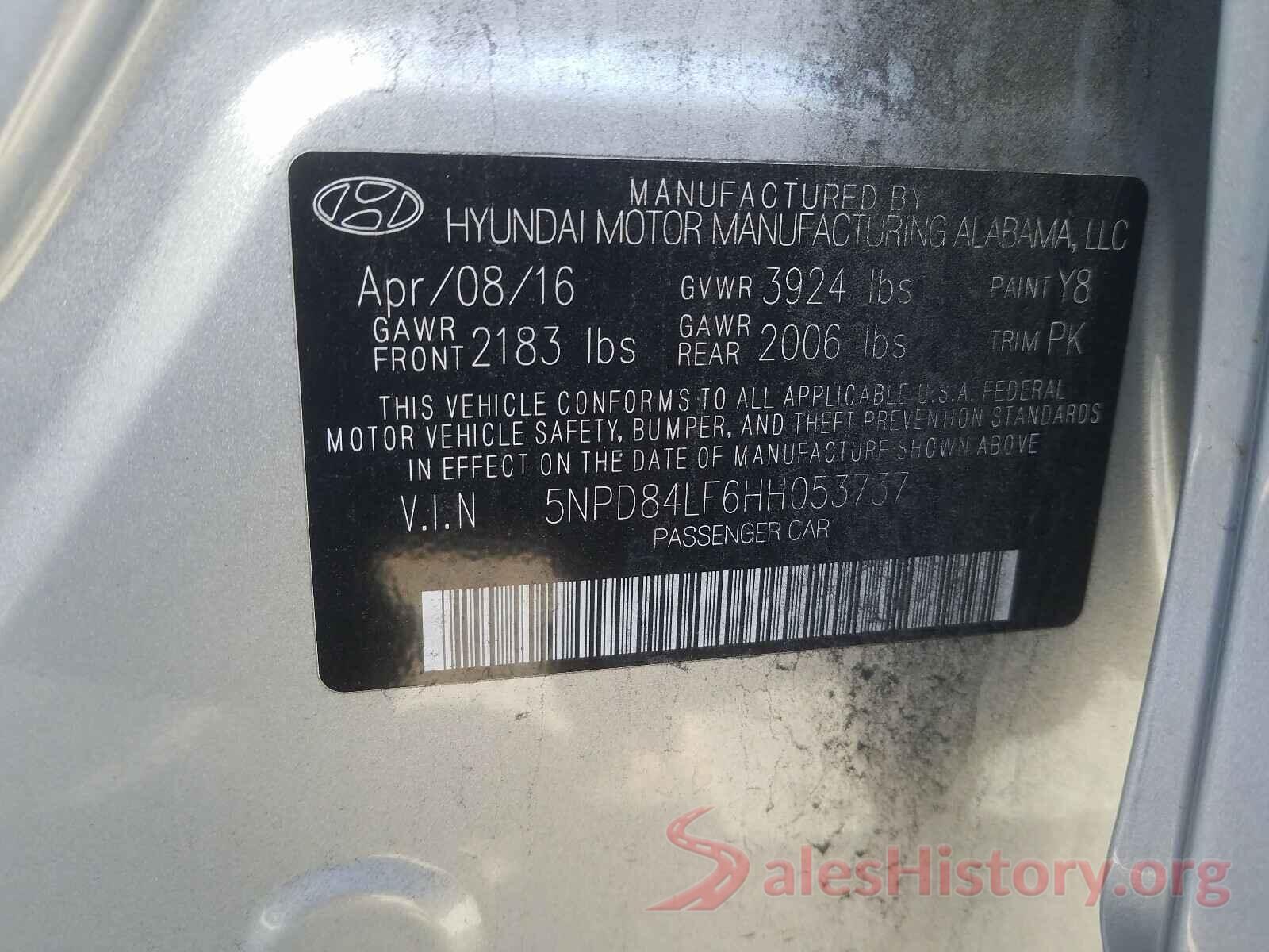 5NPD84LF6HH053737 2017 HYUNDAI ELANTRA