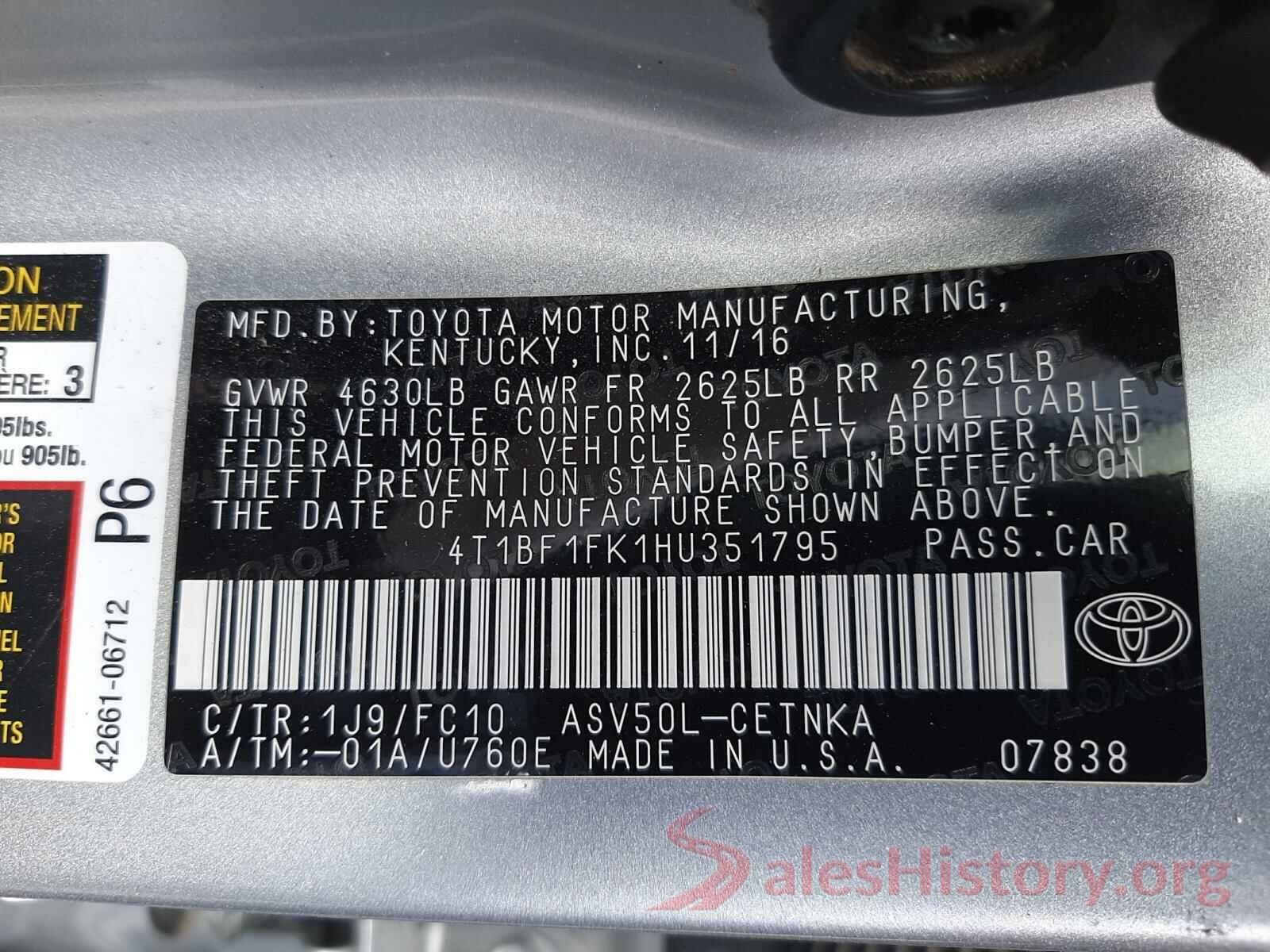 4T1BF1FK1HU351795 2017 TOYOTA CAMRY