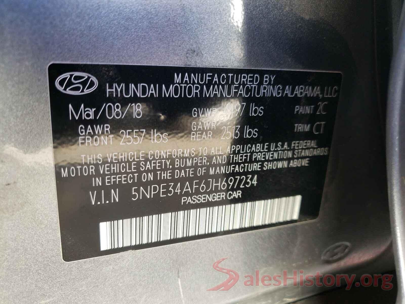 5NPE34AF6JH697234 2018 HYUNDAI SONATA