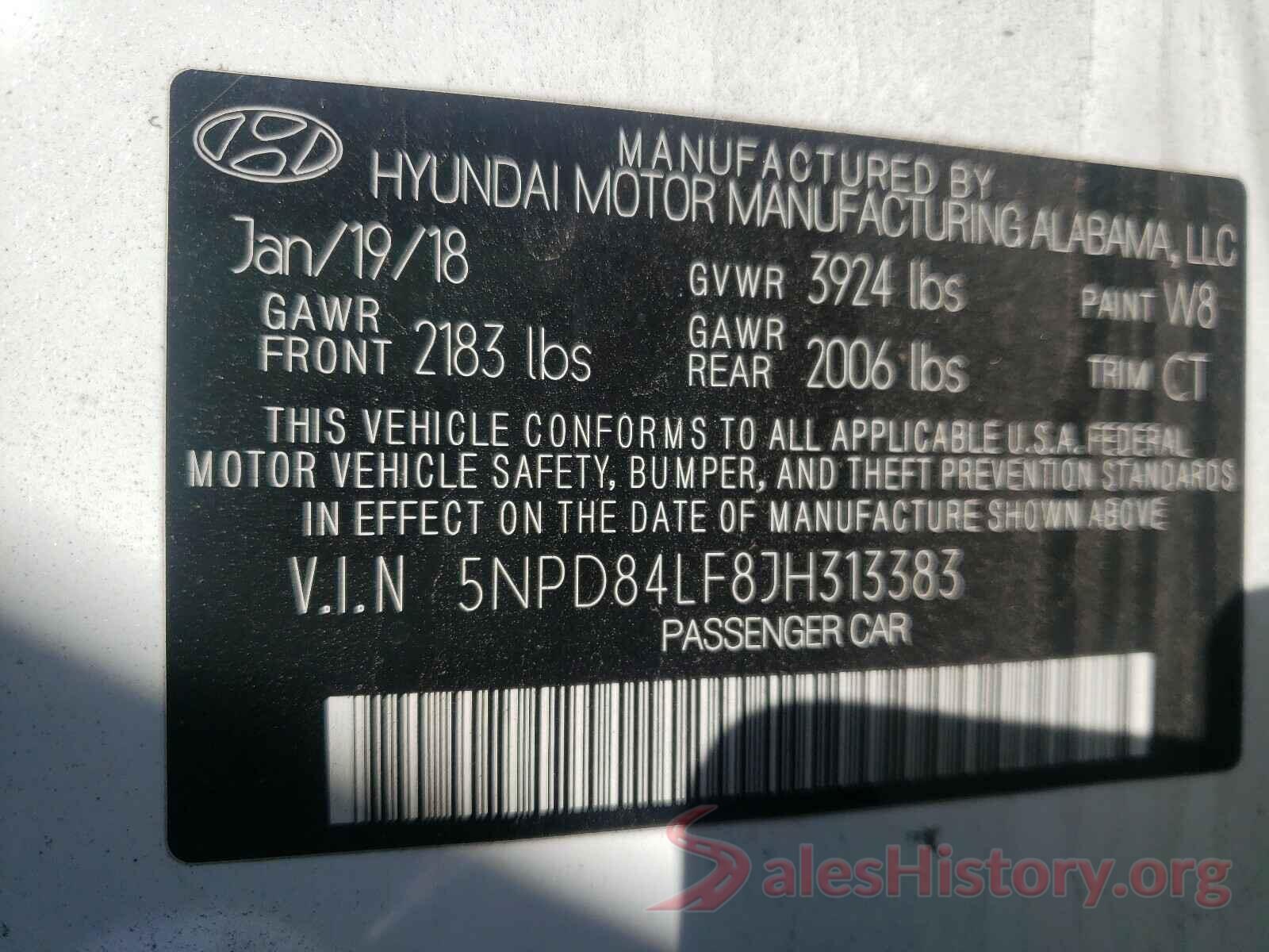 5NPD84LF8JH313383 2018 HYUNDAI ELANTRA