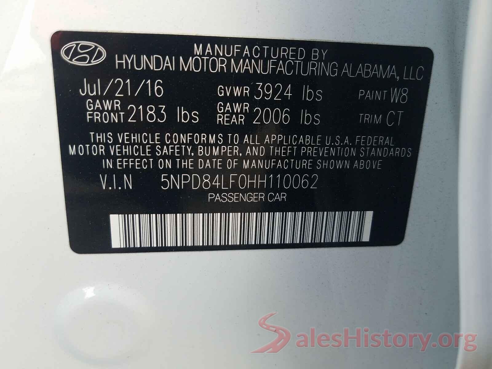 5NPD84LF0HH110062 2017 HYUNDAI ELANTRA