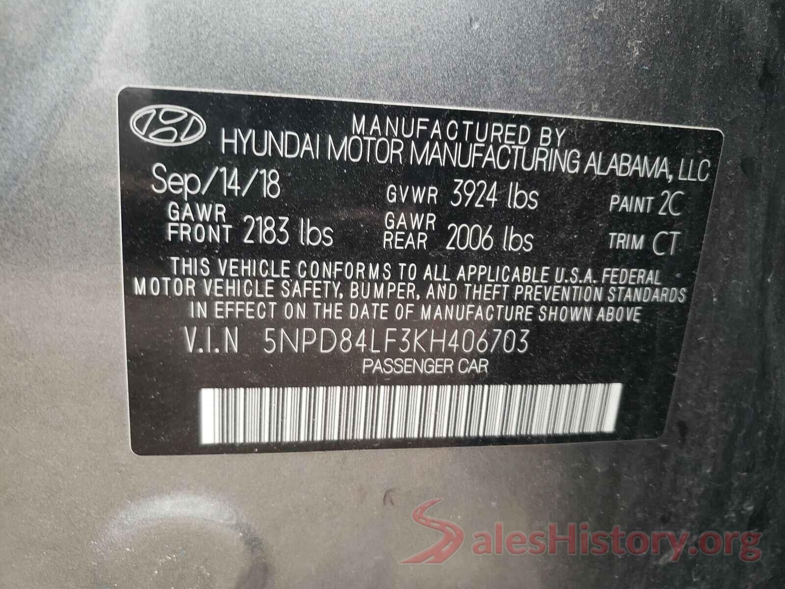 5NPD84LF3KH406703 2019 HYUNDAI ELANTRA