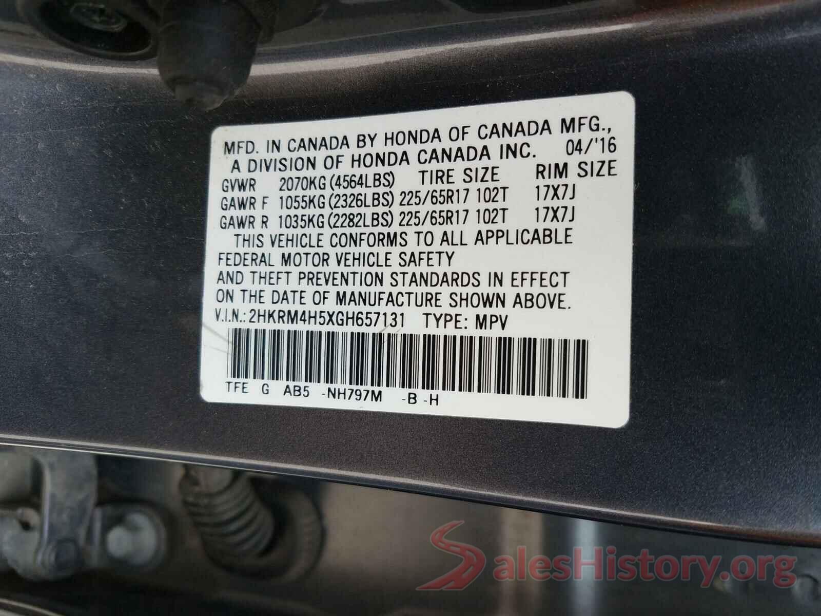 2HKRM4H5XGH657131 2016 HONDA CRV