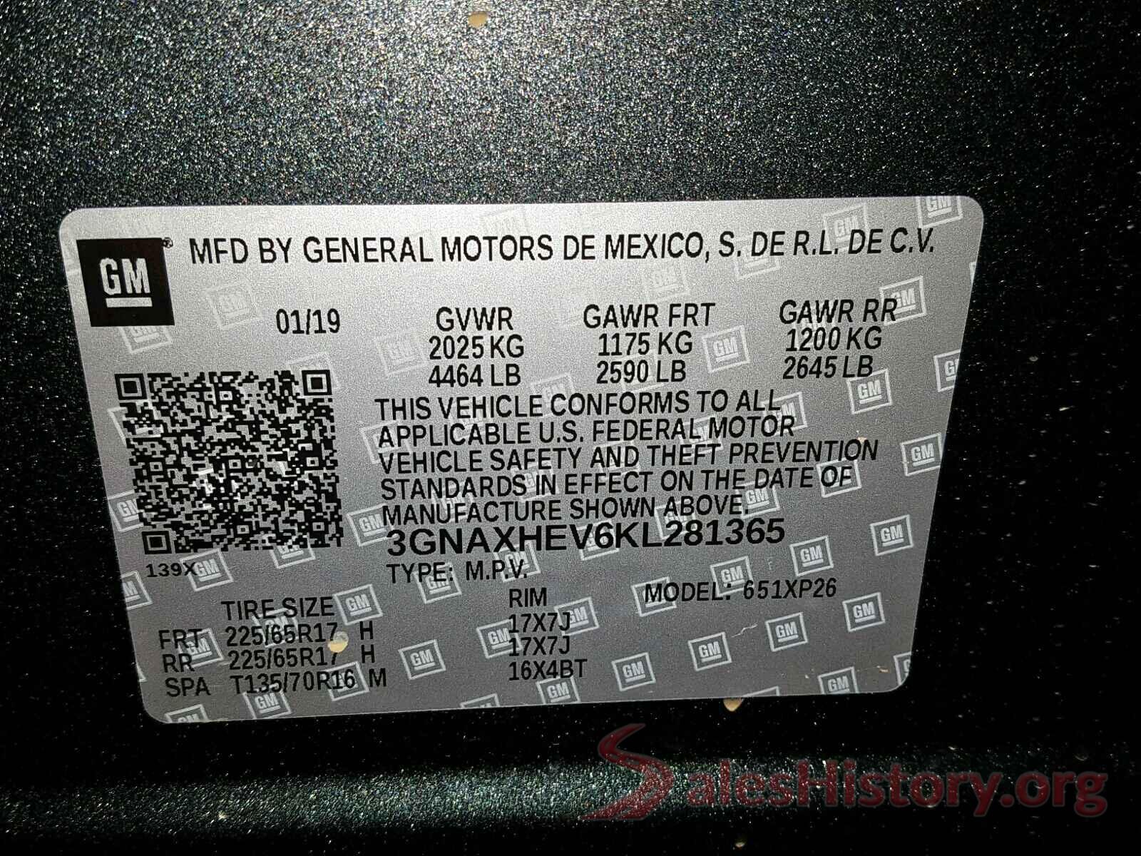 1N4AL3AP3HC293319 2019 CHEVROLET EQUINOX LS