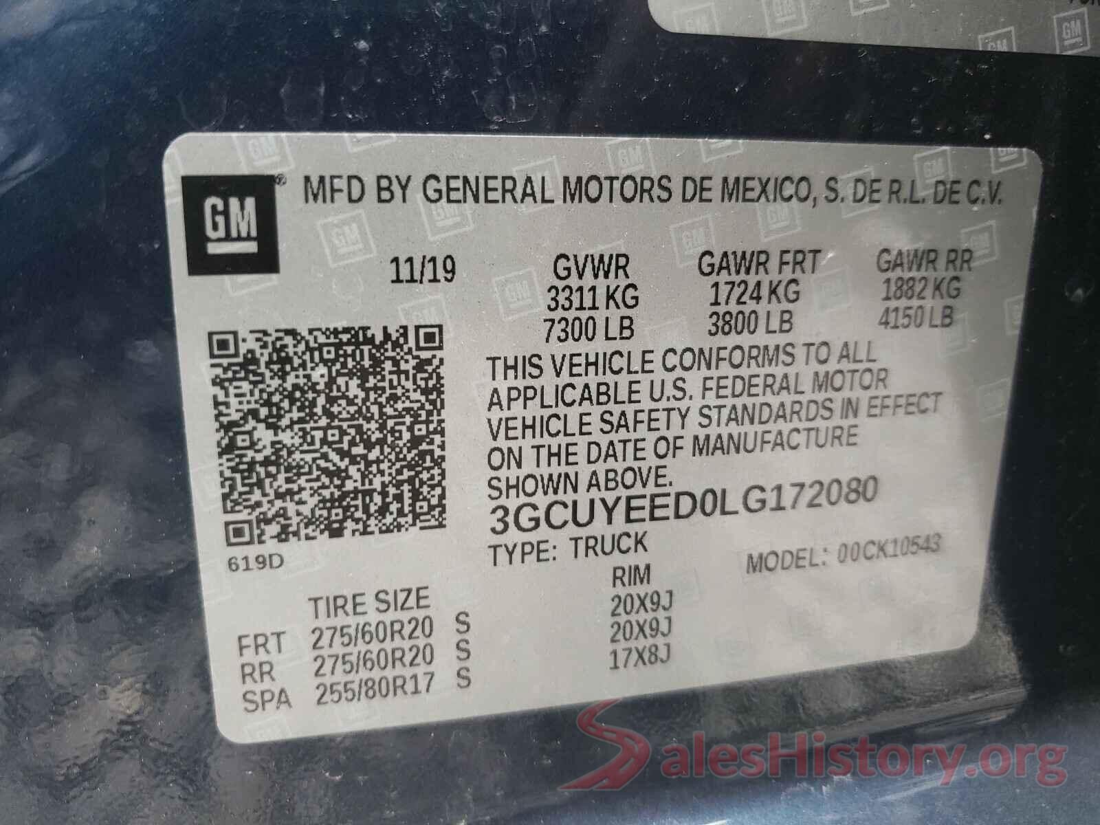 3GCUYEED0LG172080 2020 CHEVROLET SILVERADO