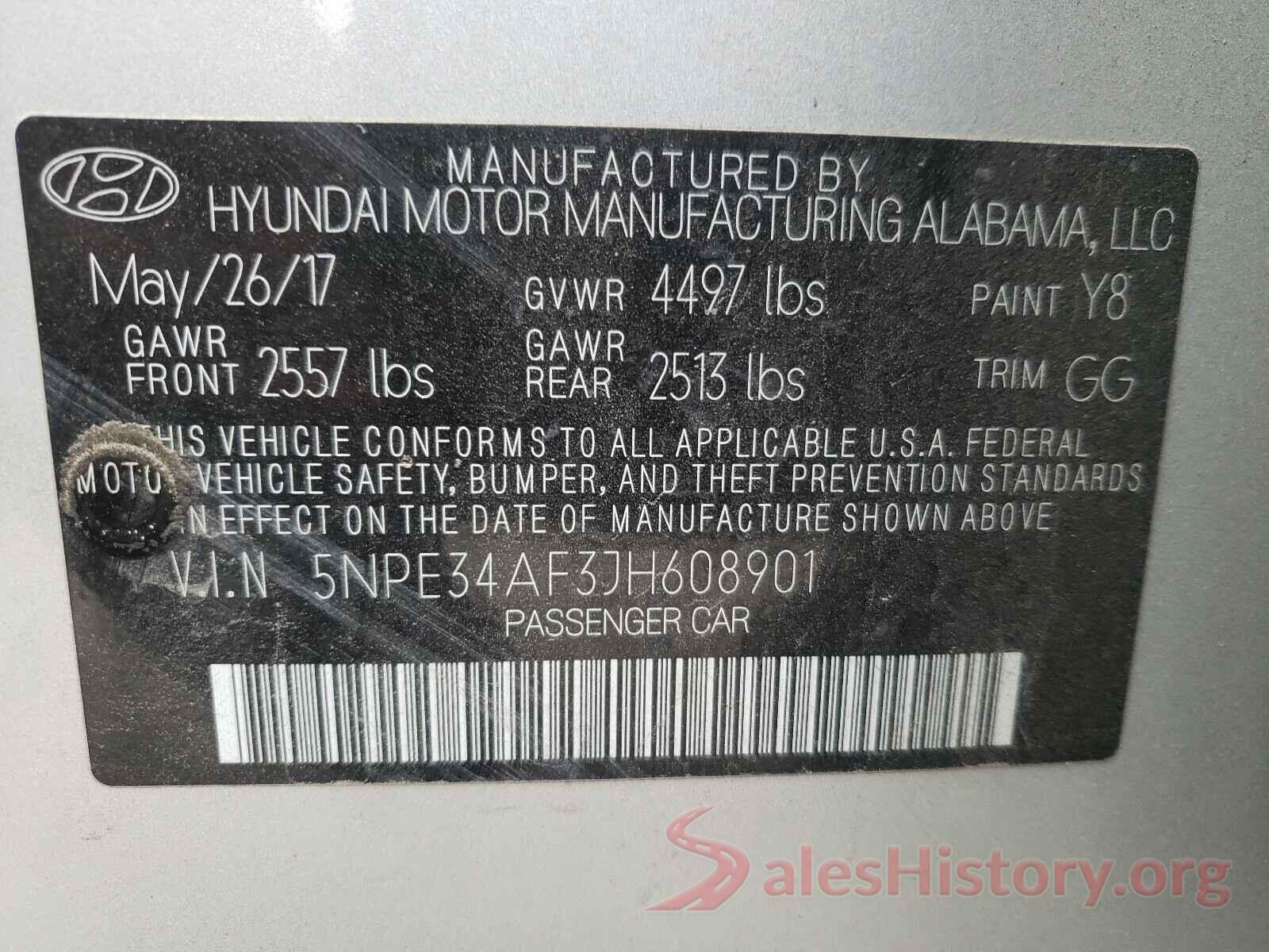 5NPE34AF3JH608901 2018 HYUNDAI SONATA