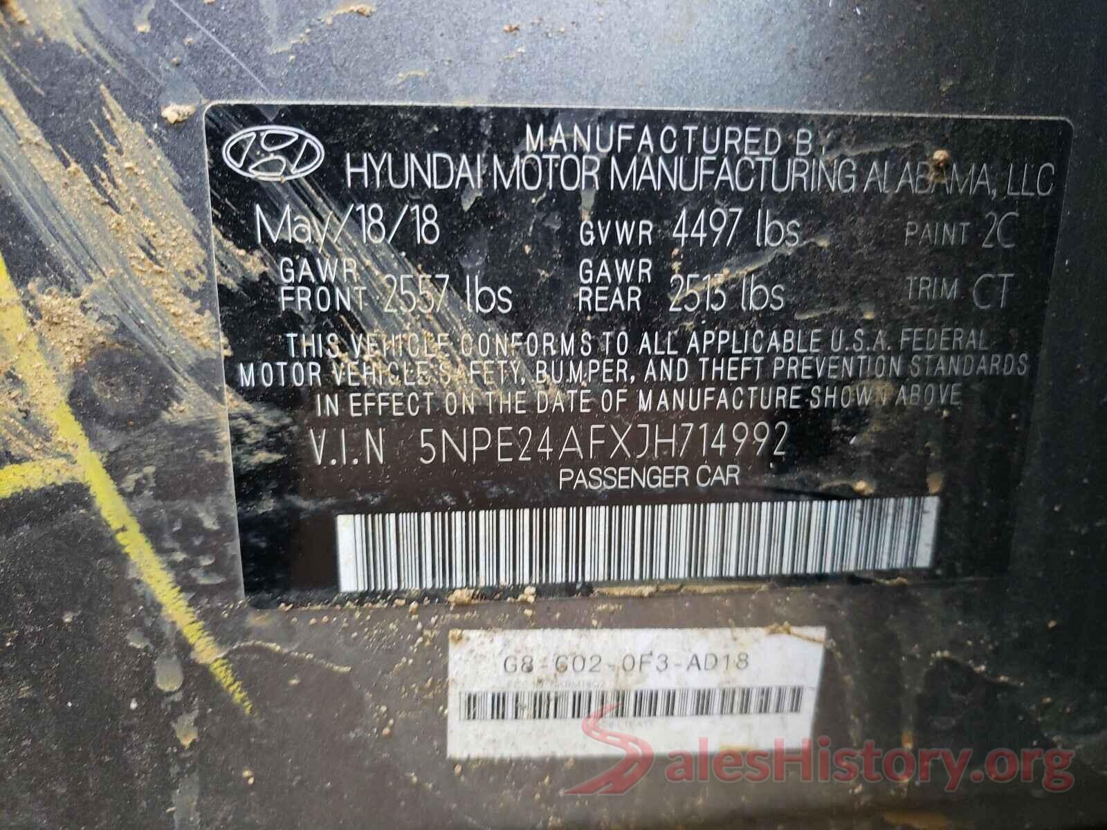 5NPE24AFXJH714992 2018 HYUNDAI SONATA