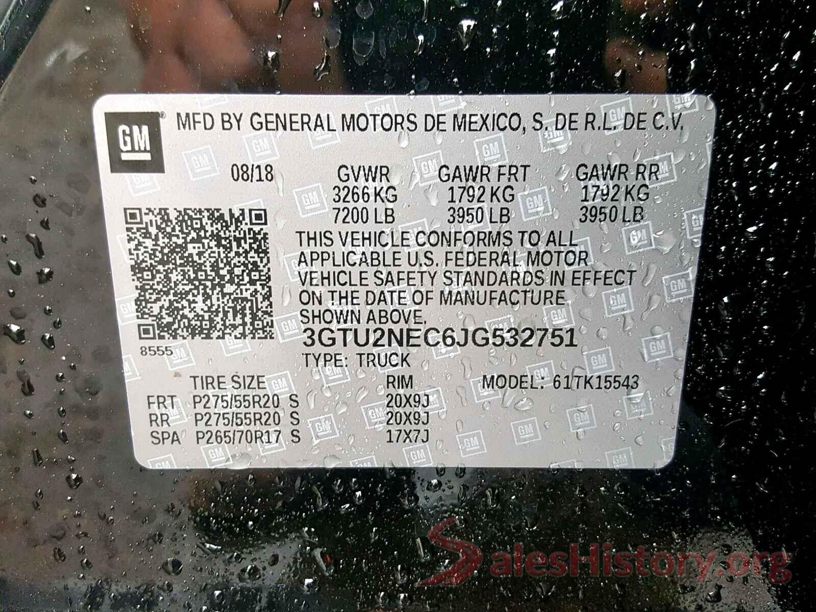 3VWD67AJ3GM392900 2018 GMC SIERRA K15