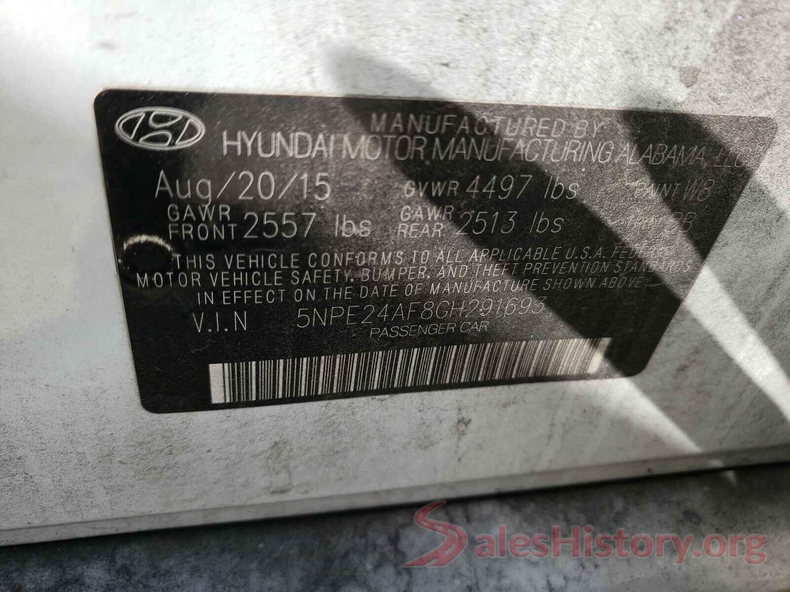 5NPE24AF8GH291693 2016 HYUNDAI SONATA