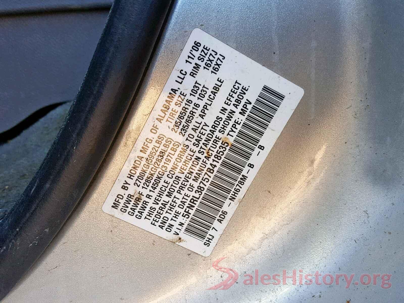 3KPA24AD0ME386178 2007 HONDA ODYSSEY EX