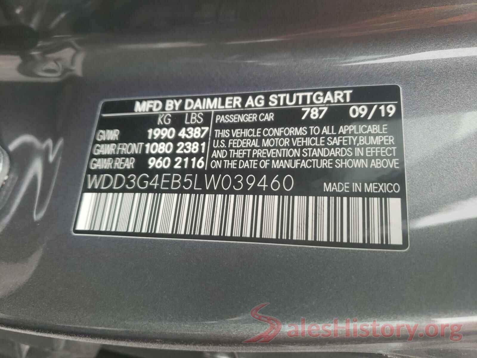 WDD3G4EB5LW039460 2020 MERCEDES-BENZ ALL OTHER