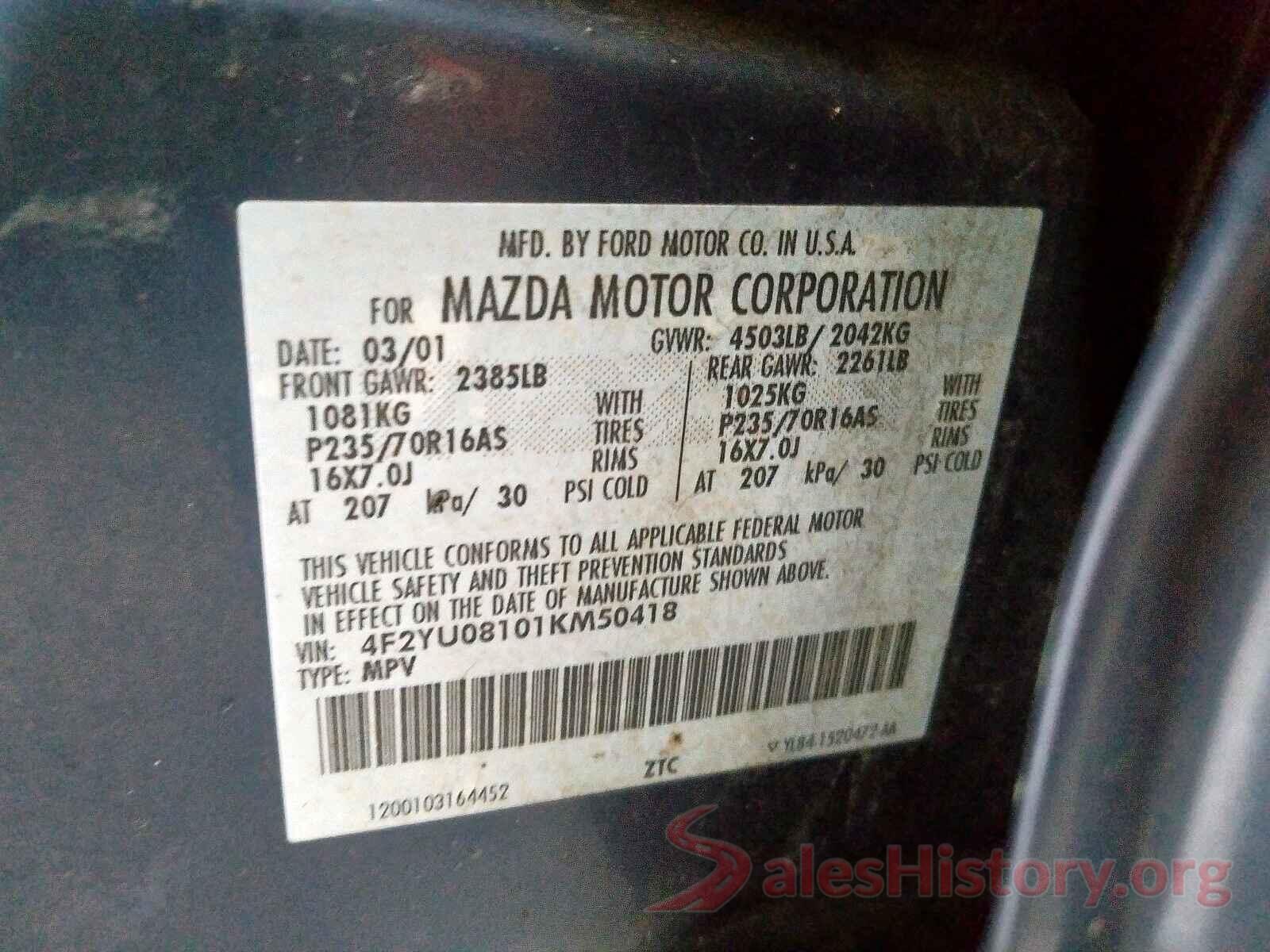 5TFCZ5AN3HX099619 2001 MAZDA TRIBUTE