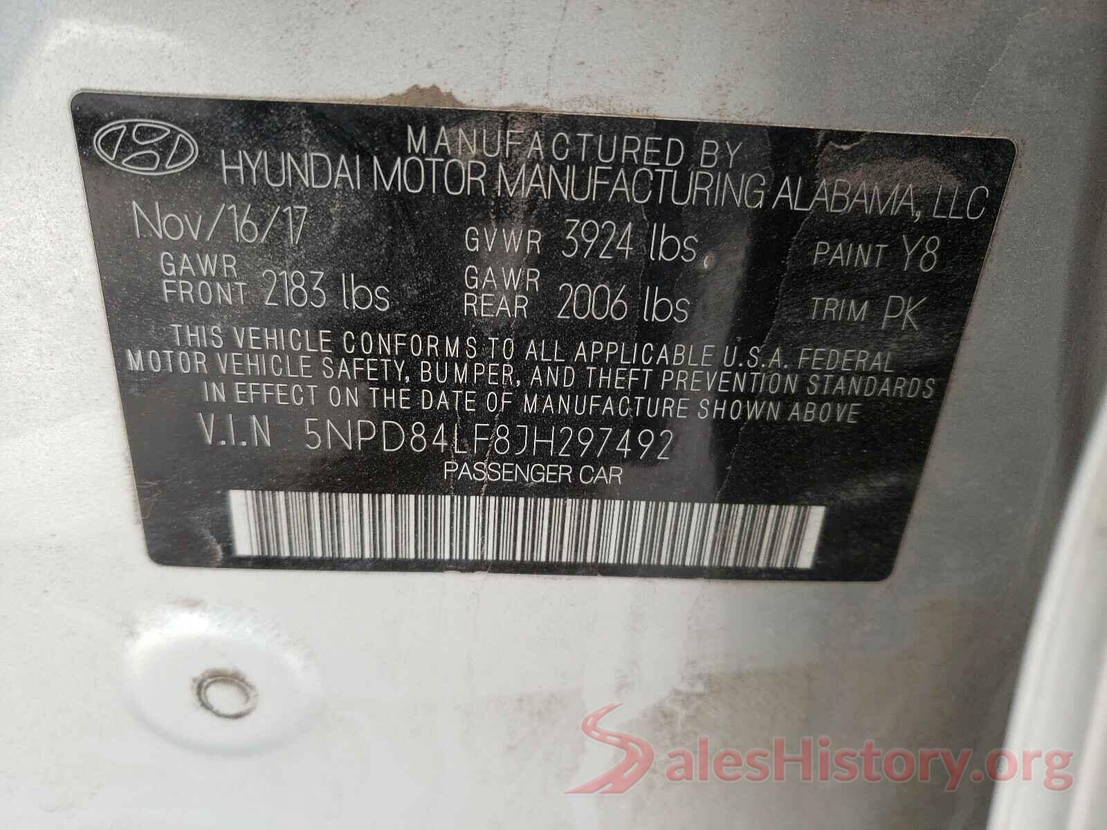 5NPD84LF8JH297492 2018 HYUNDAI ELANTRA