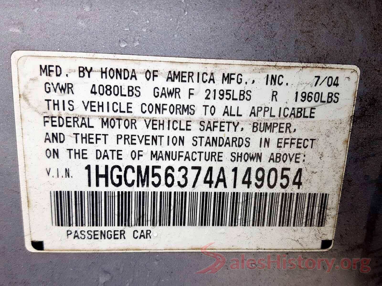 2T3ZFREV1JW444239 2004 HONDA ACCORD