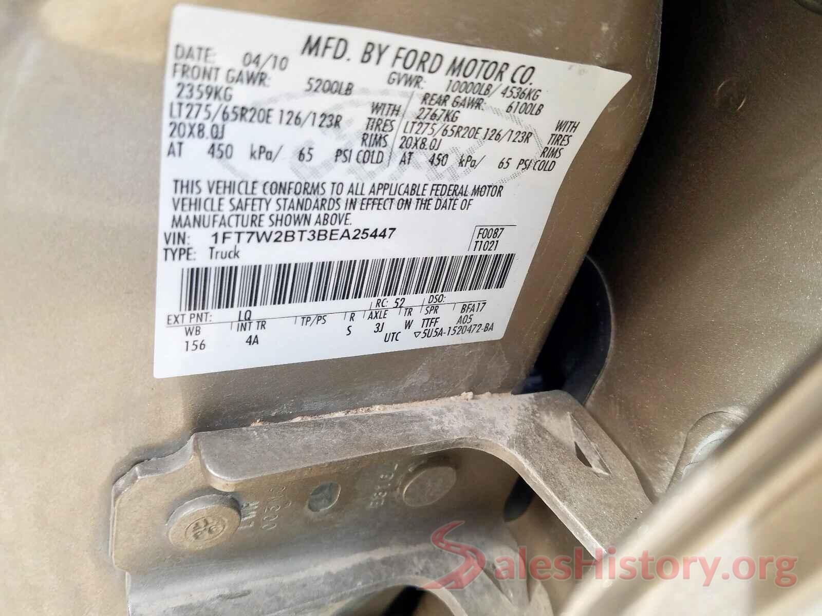 1FT7W2A68GEC62602 2011 FORD F250