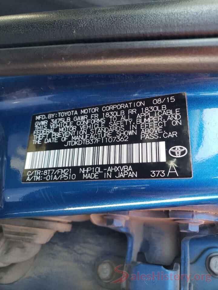 JTDKDTB37F1107362 2015 TOYOTA PRIUS