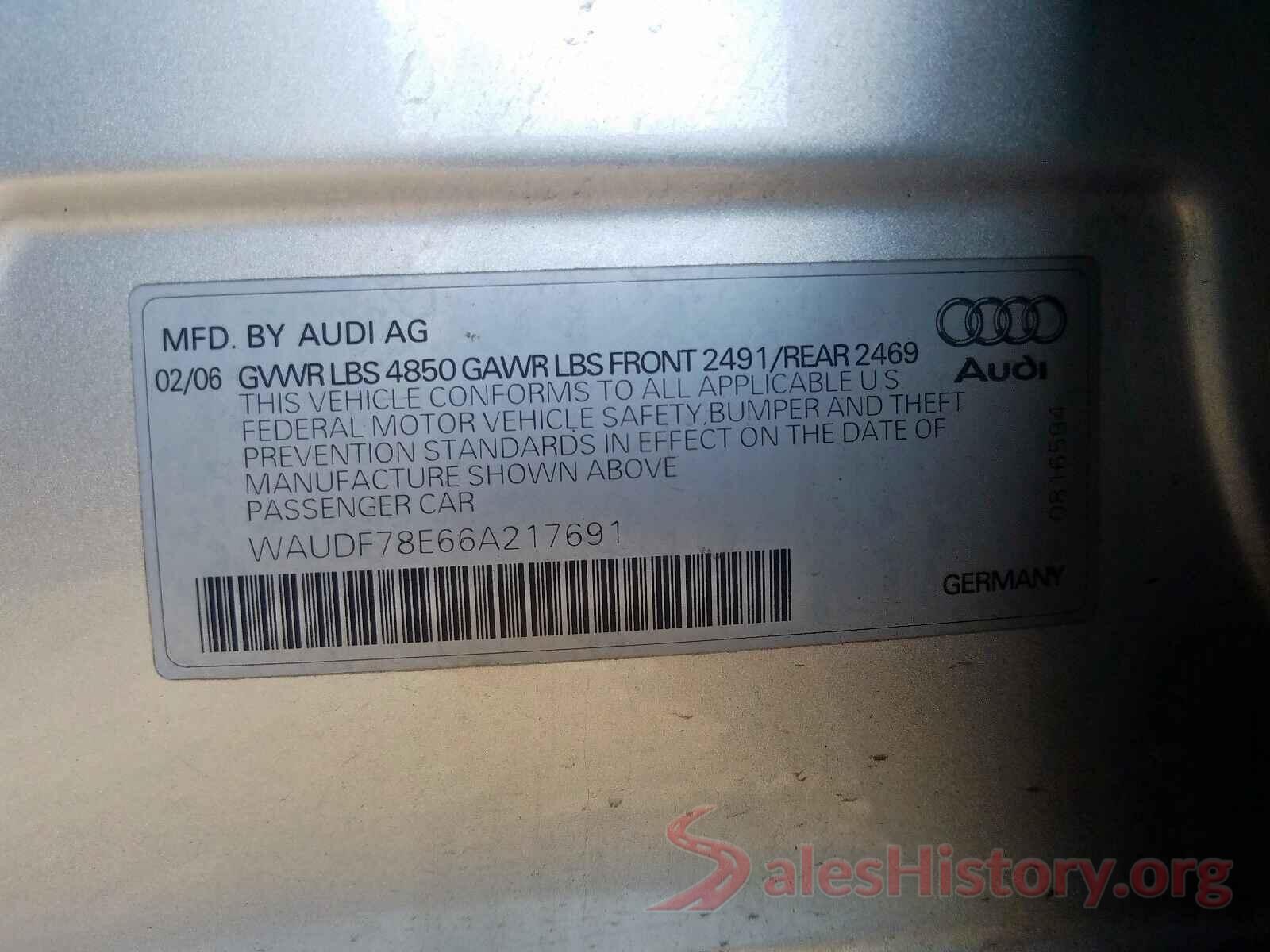 1HGCR2F77HA033863 2006 AUDI A4