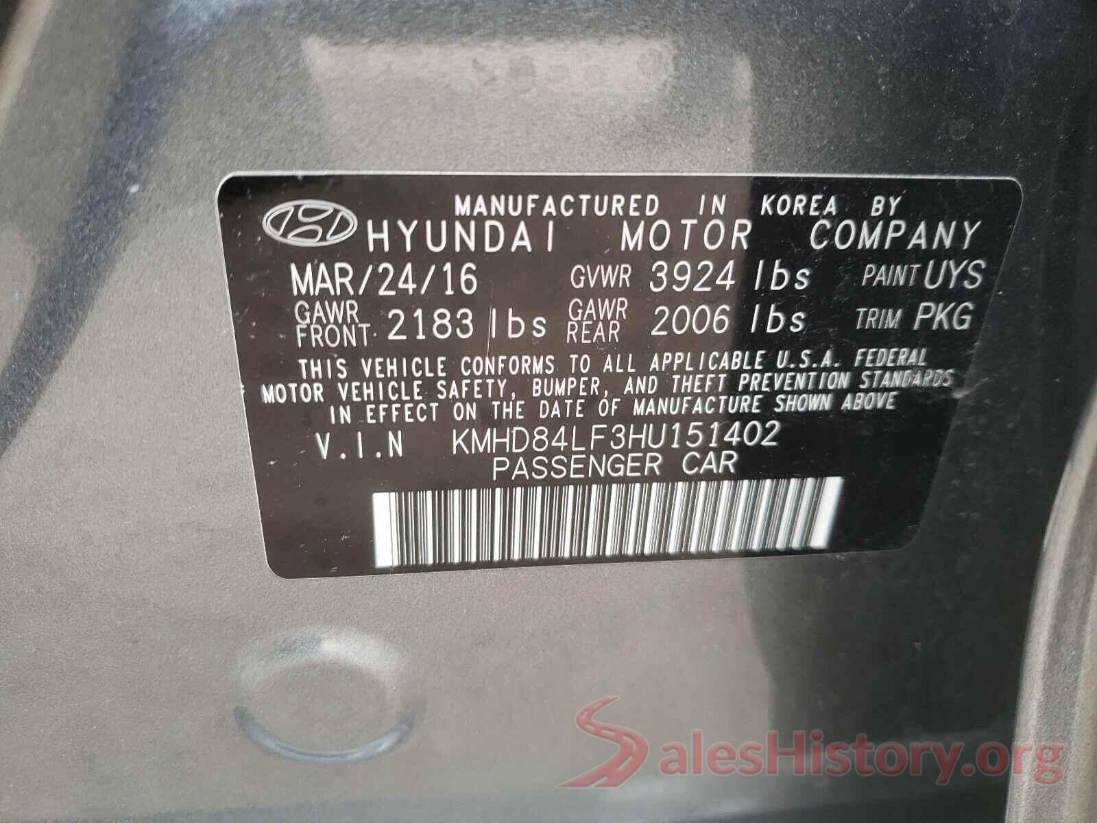 KMHD84LF3HU151402 2017 HYUNDAI ELANTRA