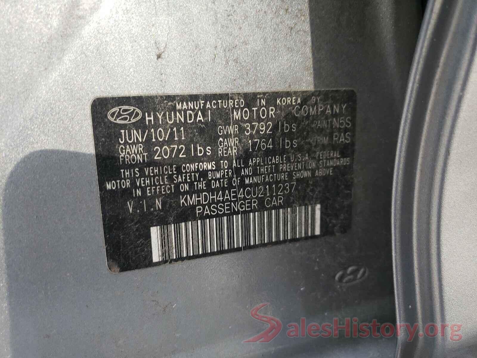 W1N0G8EB7MV293658 2012 HYUNDAI ELANTRA