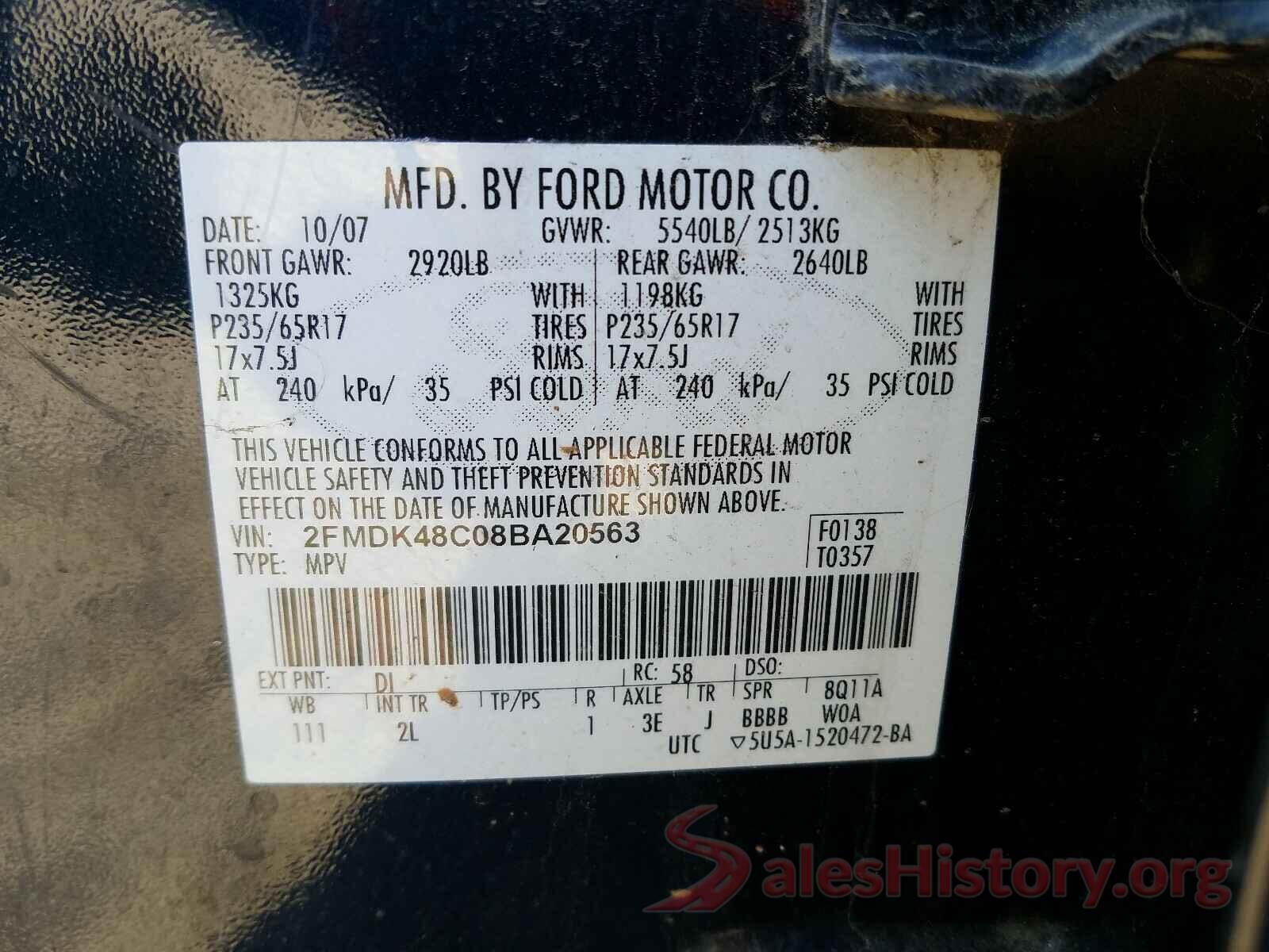 1N4BL4BV1LC205366 2008 FORD EDGE