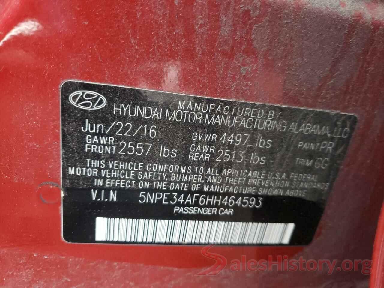 5NPE34AF6HH464593 2017 HYUNDAI SONATA