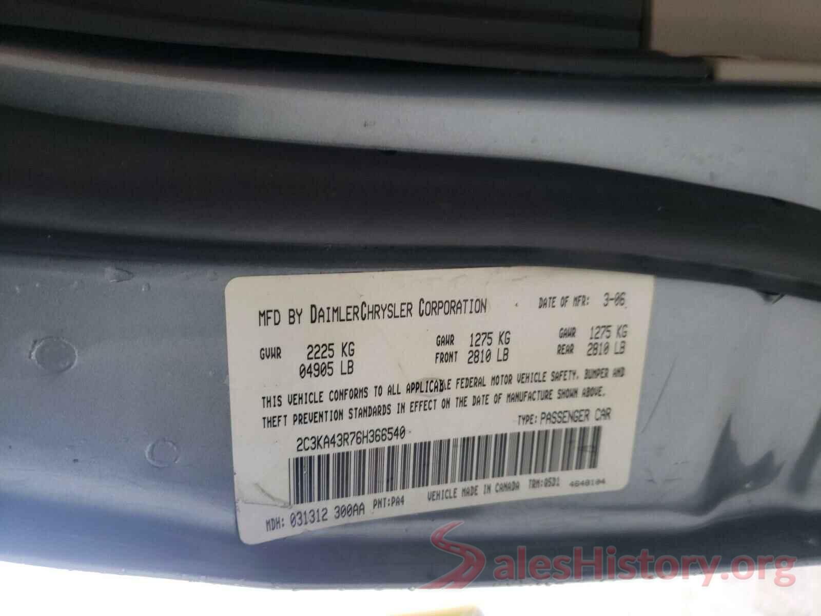 2FMPK3J82GBC09436 2006 CHRYSLER 300