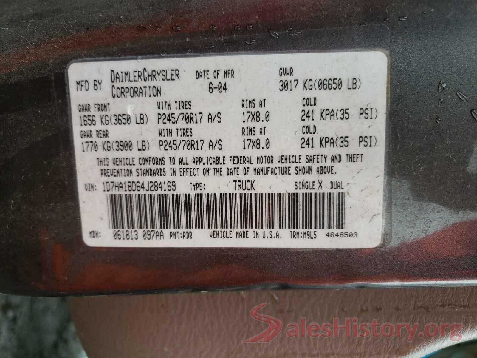 19XFC2F89KE034071 2004 DODGE RAM 1500