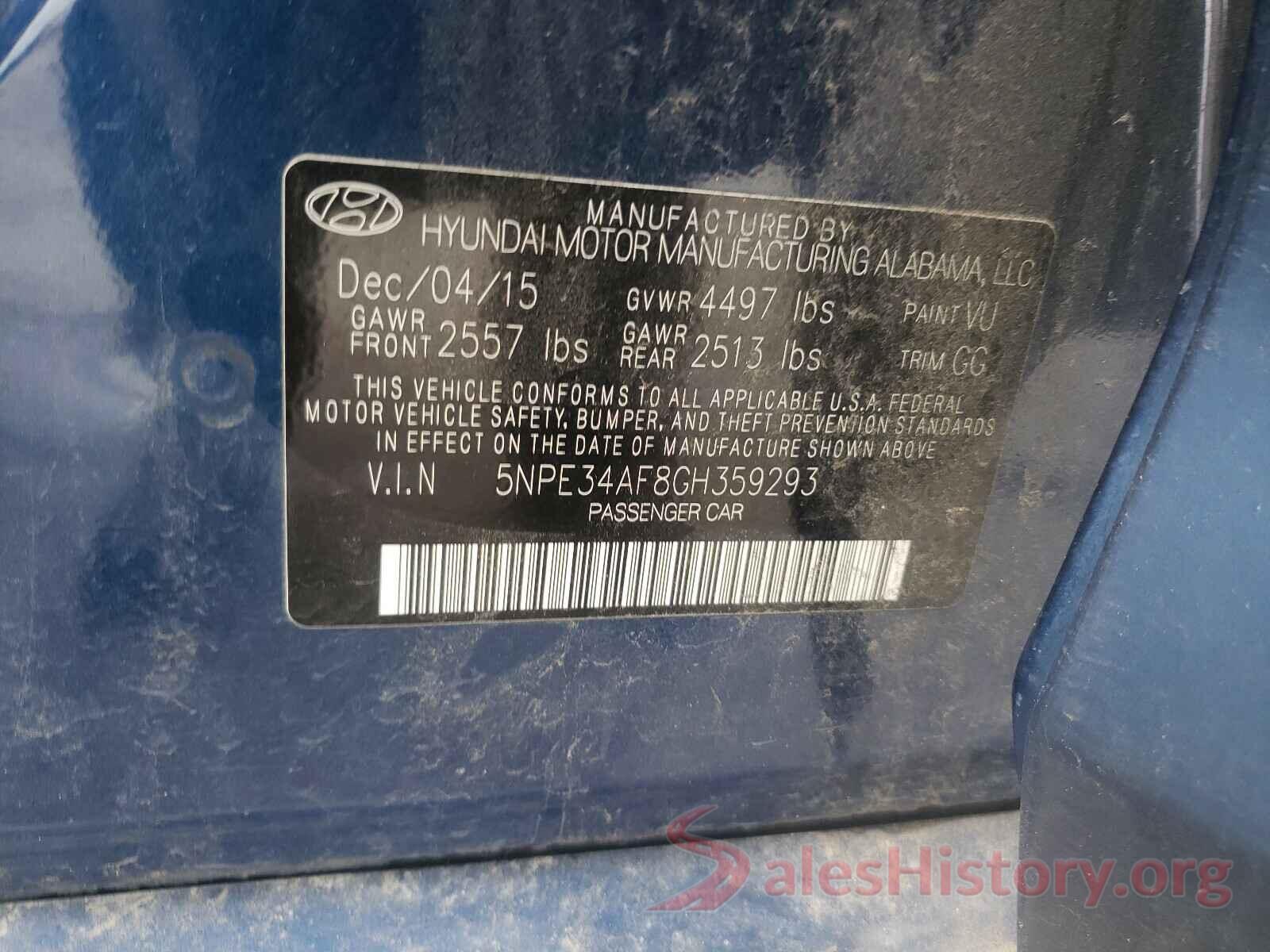 5NPE34AF8GH359293 2016 HYUNDAI SONATA