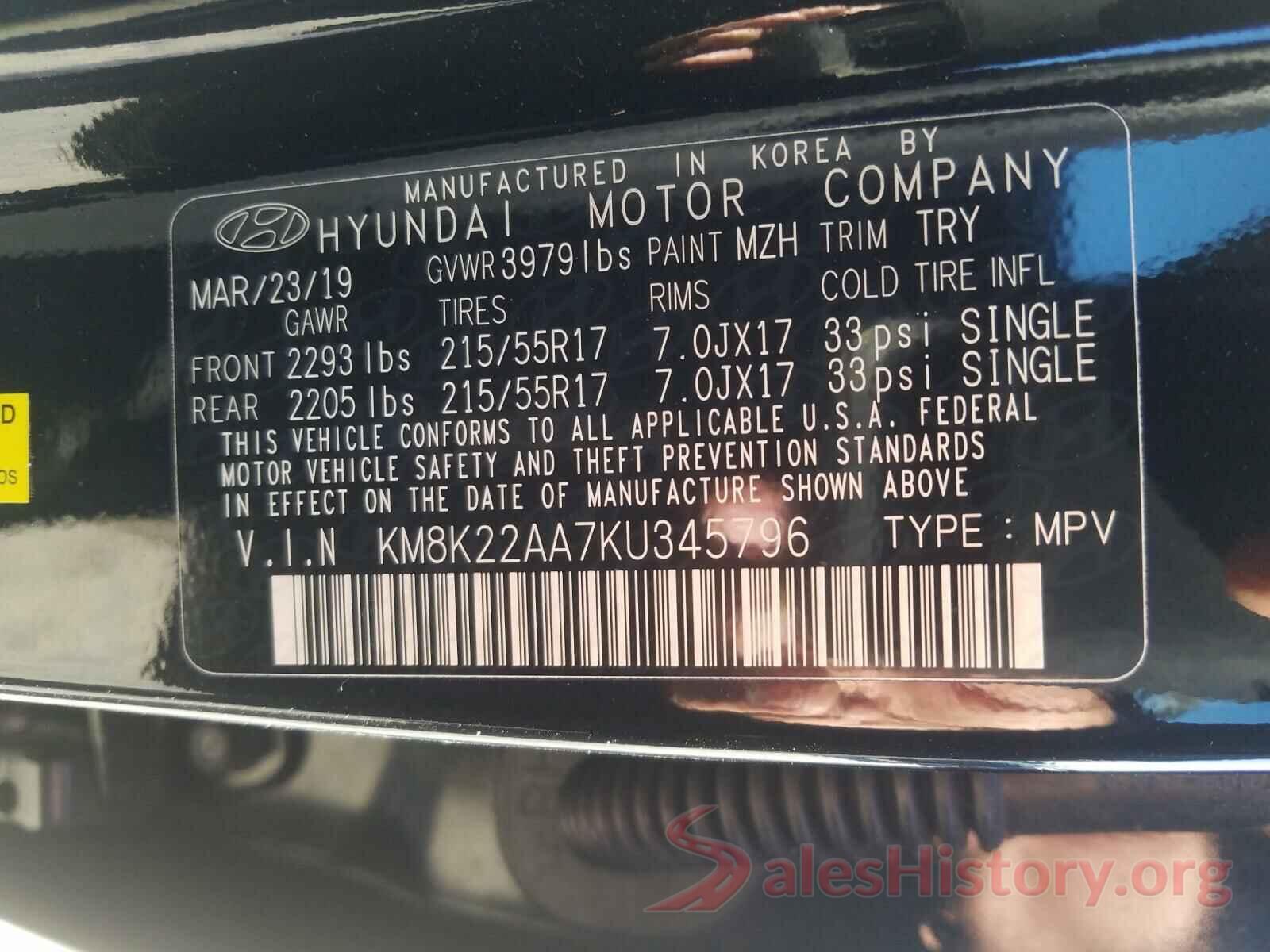 5XXGT4L37KG333493 2019 HYUNDAI KONA