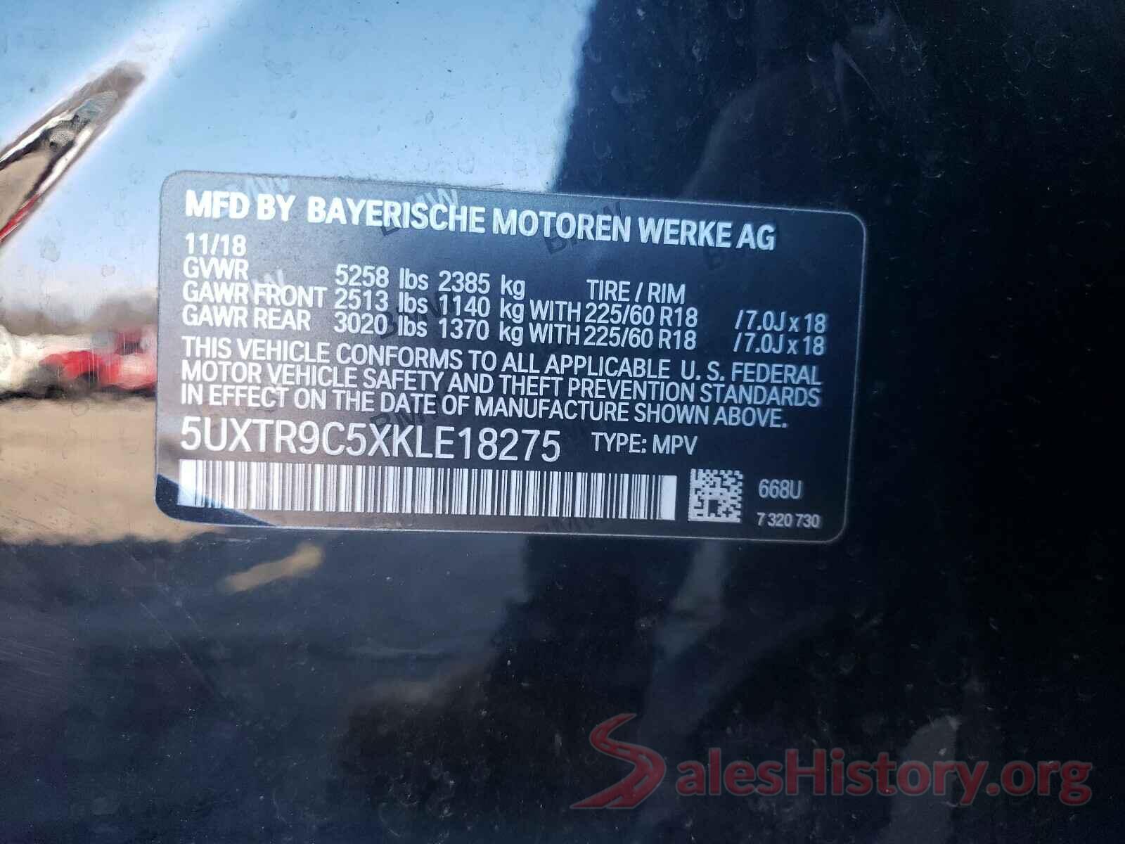 5FNRL6H72MB001774 2019 BMW X3