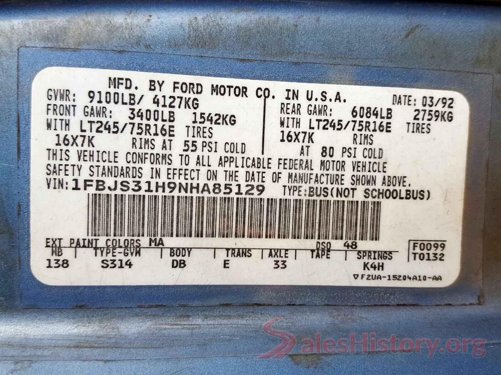 2FMPK4K94HBB86417 1992 FORD ECONOLINE