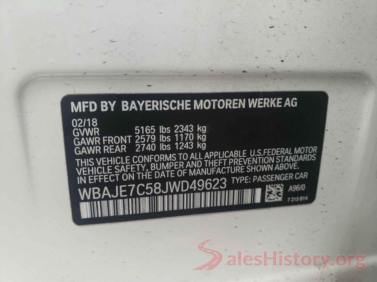 WBAJE7C58JWD49623 2018 BMW 5 SERIES