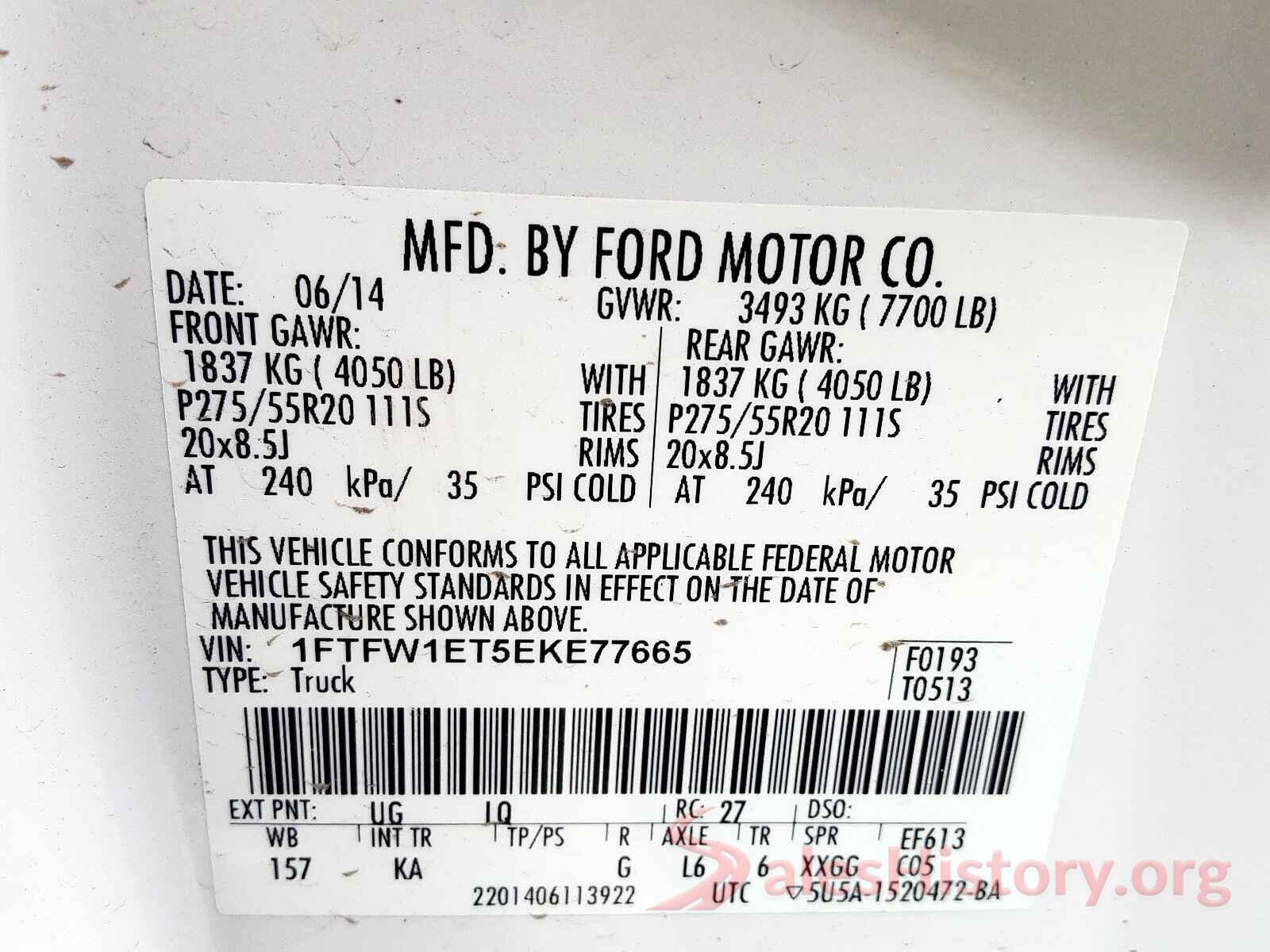 3VWC57BU2KM270318 2014 FORD F150