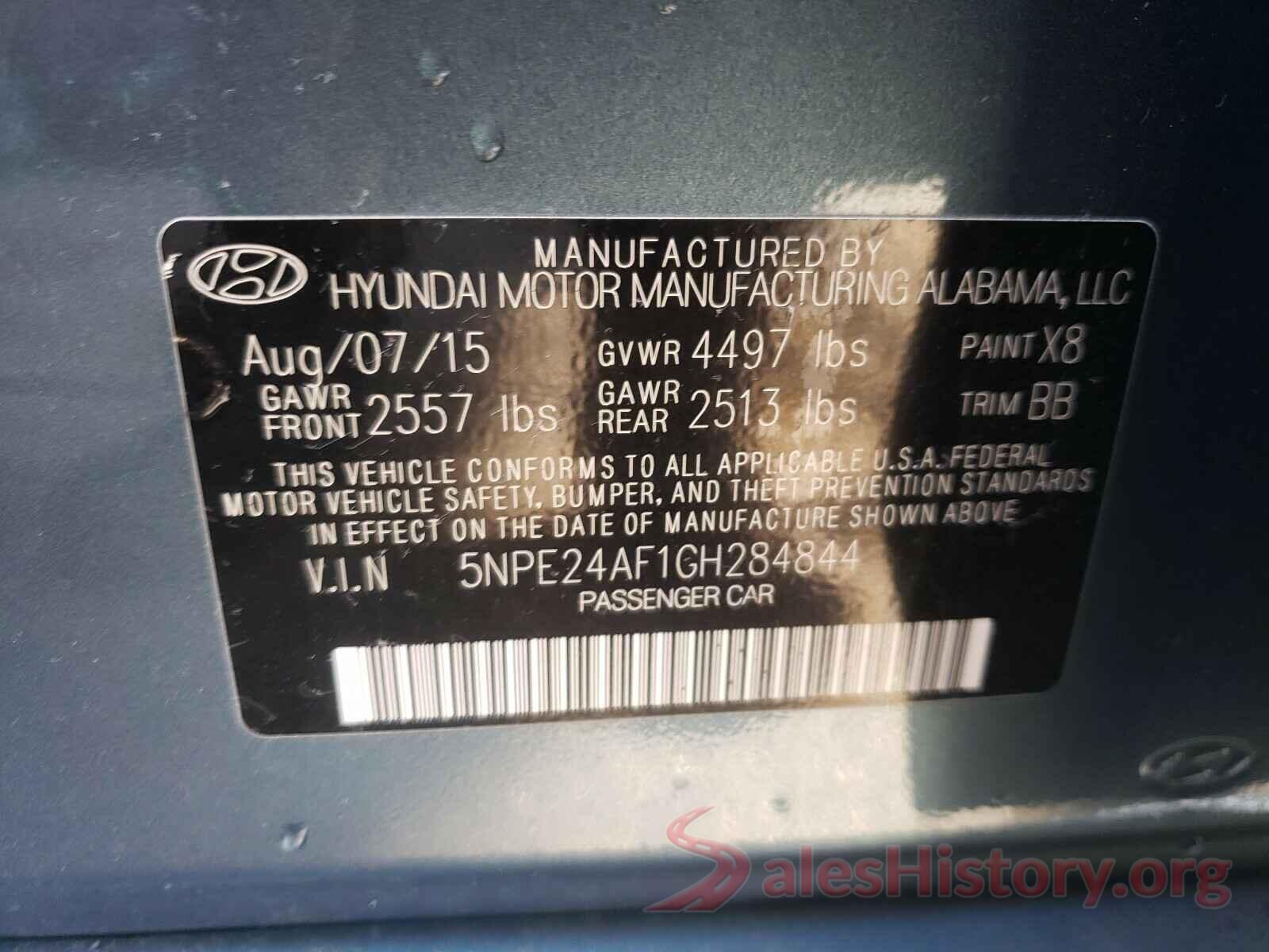 5NPE24AF1GH284844 2016 HYUNDAI SONATA