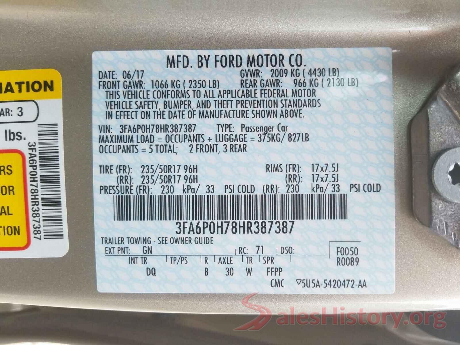 2T2JZMDA2LC213963 2017 FORD FUSION