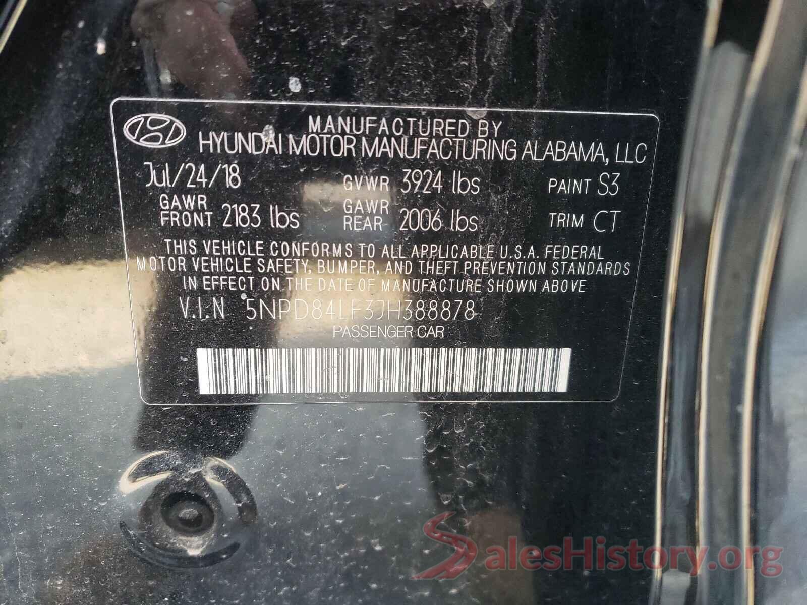 5NPD84LF3JH388878 2018 HYUNDAI ELANTRA